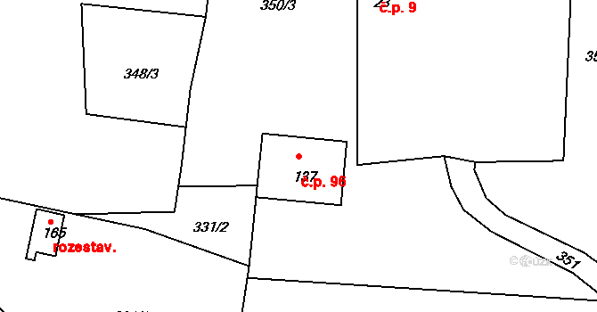 Hůrky 96, Lišov na parcele st. 137 v KÚ Hůrky u Lišova, Katastrální mapa