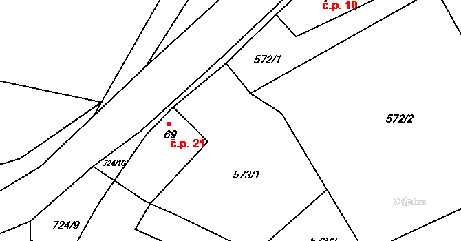 Zásadka 21, Boseň na parcele st. 69 v KÚ Boseň, Katastrální mapa
