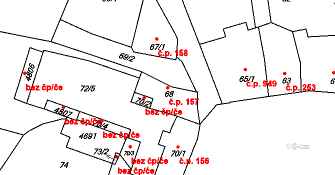 Čelákovice 157 na parcele st. 68 v KÚ Čelákovice, Katastrální mapa