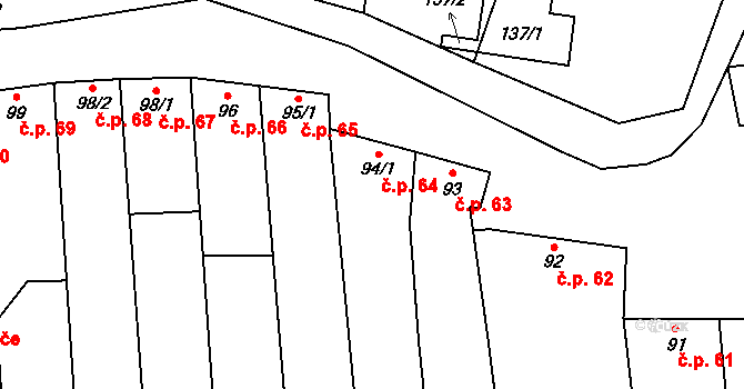 Tasov 64 na parcele st. 94/1 v KÚ Tasov nad Veličkou, Katastrální mapa