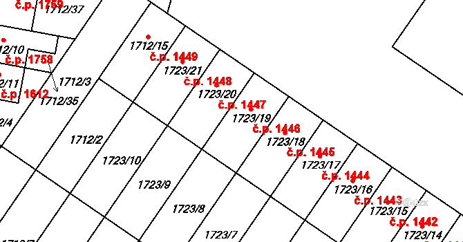 Dubňany 1446 na parcele st. 1723/19 v KÚ Dubňany, Katastrální mapa