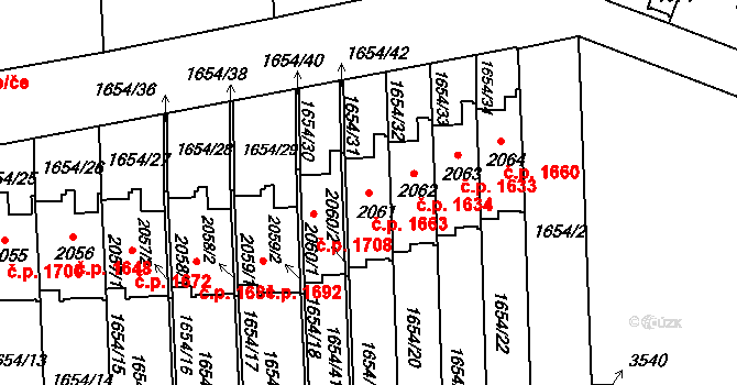 Brandýs nad Labem 1663, Brandýs nad Labem-Stará Boleslav na parcele st. 2061 v KÚ Brandýs nad Labem, Katastrální mapa