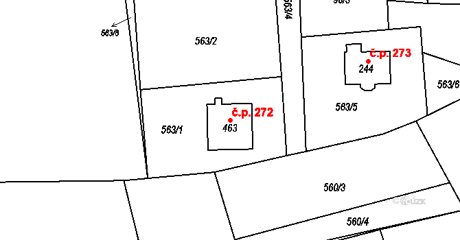 Bozkov 272 na parcele st. 463 v KÚ Bozkov, Katastrální mapa