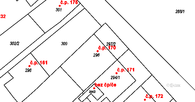 Klepačov 170, Blansko na parcele st. 296 v KÚ Klepačov, Katastrální mapa
