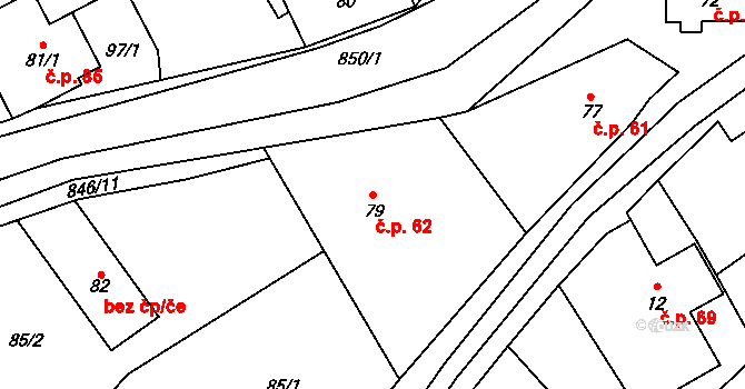 Břevenec 62, Šumvald na parcele st. 79 v KÚ Břevenec, Katastrální mapa