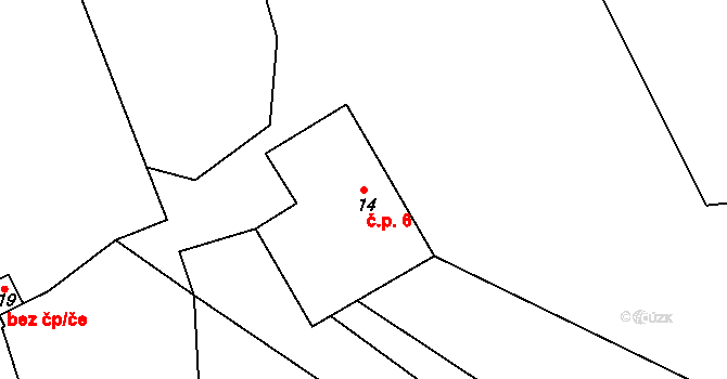 Hněvšín 6, Chotilsko na parcele st. 14 v KÚ Hněvšín, Katastrální mapa