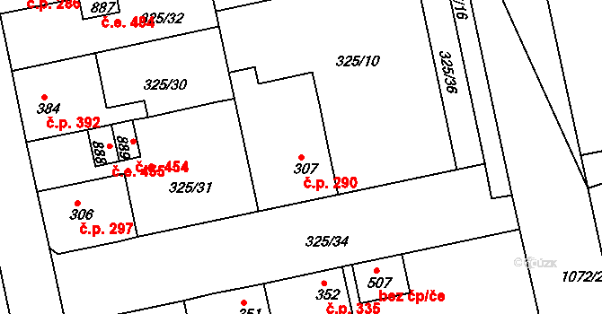 Bohosudov 290, Krupka na parcele st. 307 v KÚ Bohosudov, Katastrální mapa