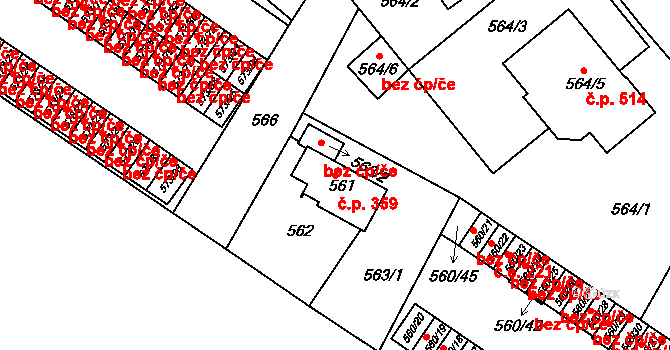 Novosedlice 359 na parcele st. 561 v KÚ Novosedlice, Katastrální mapa