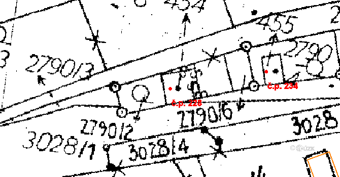 Janov 228 na parcele st. 454 v KÚ Janov u Litomyšle, Katastrální mapa