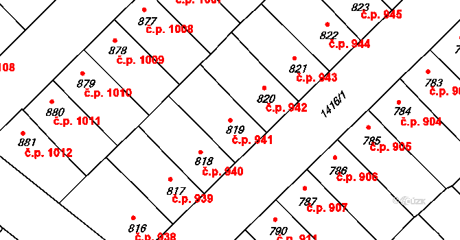 Předměstí 941, Svitavy na parcele st. 819 v KÚ Svitavy-předměstí, Katastrální mapa