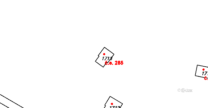Kníničky 285, Brno na parcele st. 1713 v KÚ Kníničky, Katastrální mapa