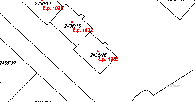 Sokolov 1833 na parcele st. 2436/16 v KÚ Sokolov, Katastrální mapa