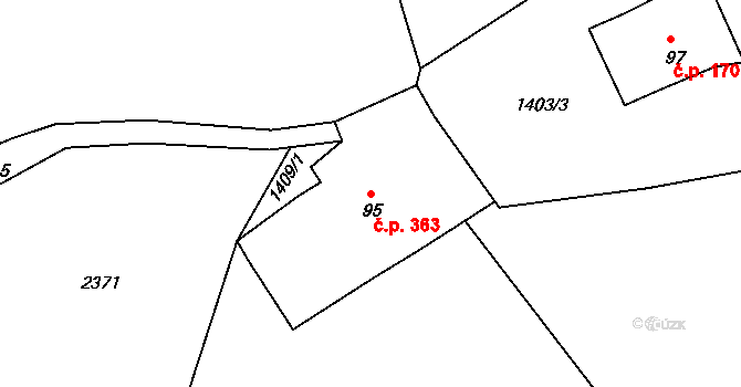 Bublava 363 na parcele st. 95 v KÚ Bublava, Katastrální mapa