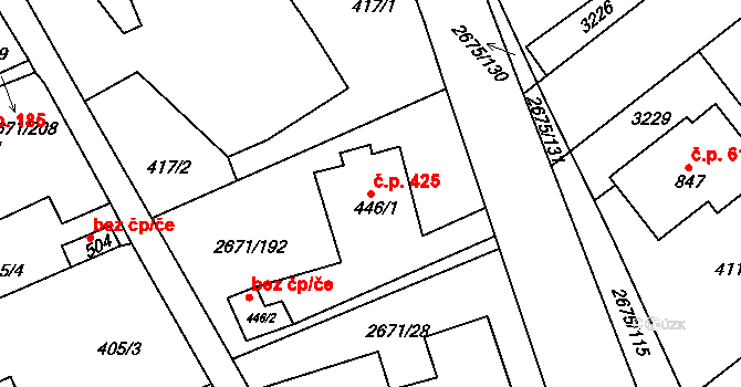 Černilov 425 na parcele st. 446/1 v KÚ Černilov, Katastrální mapa
