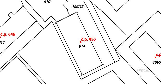 Sezimovo Ústí 650 na parcele st. 914 v KÚ Sezimovo Ústí, Katastrální mapa