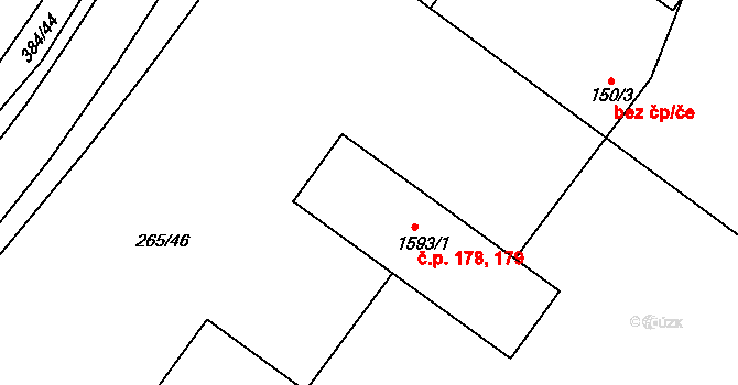 Pouchov 178,179, Hradec Králové na parcele st. 1593/1 v KÚ Pouchov, Katastrální mapa