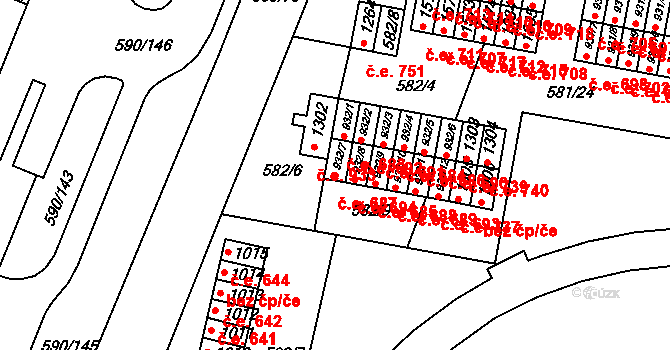 Ivančice 687 na parcele st. 932/7 v KÚ Ivančice, Katastrální mapa