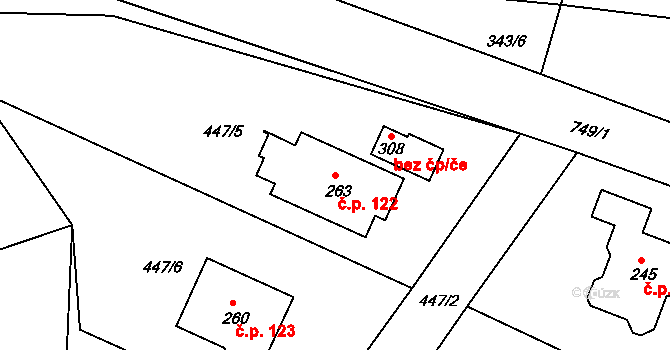 Lipovka 122, Rychnov nad Kněžnou na parcele st. 263 v KÚ Lipovka u Rychnova nad Kněžnou, Katastrální mapa