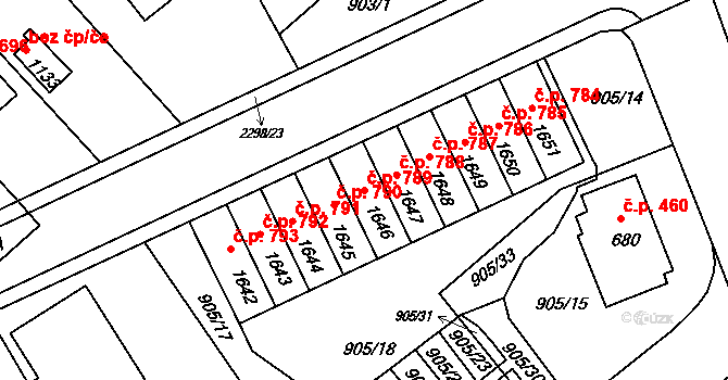 Rožmitál pod Třemšínem 789 na parcele st. 1646 v KÚ Rožmitál pod Třemšínem, Katastrální mapa