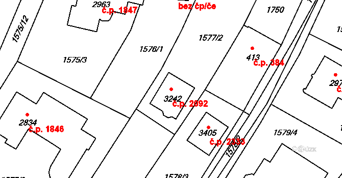 Říčany 2092 na parcele st. 3242 v KÚ Říčany u Prahy, Katastrální mapa