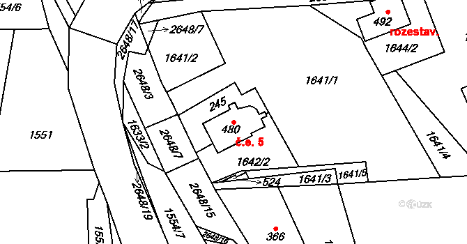 Záboří 5, Proseč na parcele st. 480 v KÚ Záboří u Proseče, Katastrální mapa