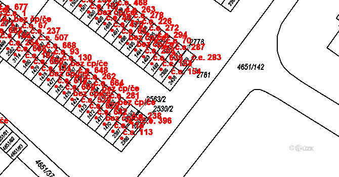 Veselí nad Moravou 154 na parcele st. 2436 v KÚ Veselí-Předměstí, Katastrální mapa