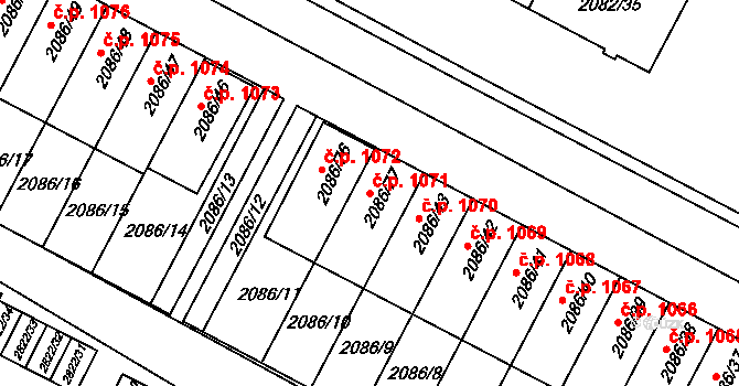 Jemnice 1071 na parcele st. 2086/77 v KÚ Jemnice, Katastrální mapa