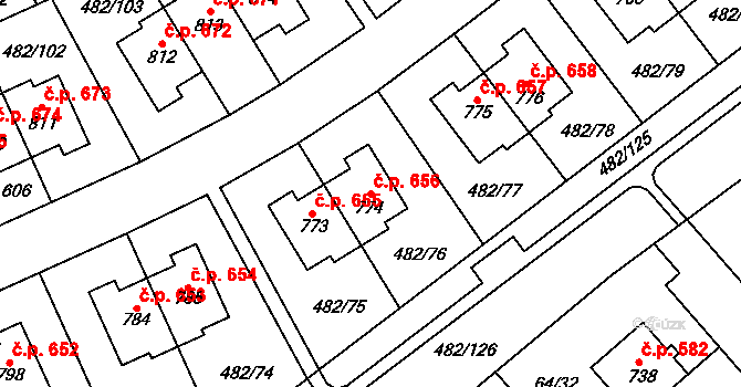 Nehvizdy 656 na parcele st. 774 v KÚ Nehvizdy, Katastrální mapa