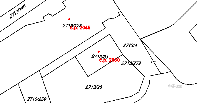 Tachov 2030 na parcele st. 2713/31 v KÚ Tachov, Katastrální mapa