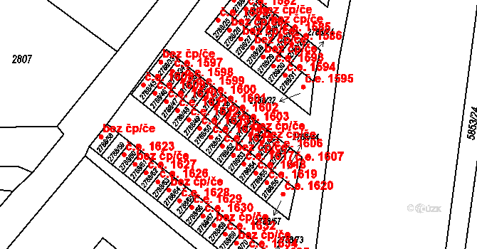Česká Lípa 1603 na parcele st. 2788/40 v KÚ Česká Lípa, Katastrální mapa