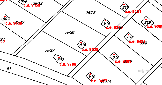 Děčín X-Bělá 9438, Děčín na parcele st. 815 v KÚ Bělá u Děčína, Katastrální mapa