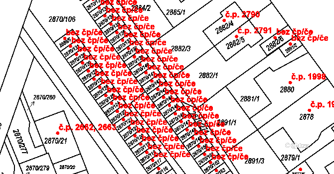 Teplice 39158926 na parcele st. 2870/143 v KÚ Teplice, Katastrální mapa