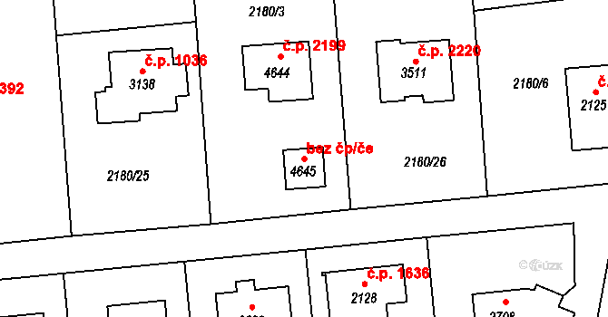 Rožnov pod Radhoštěm 42913926 na parcele st. 4645 v KÚ Rožnov pod Radhoštěm, Katastrální mapa