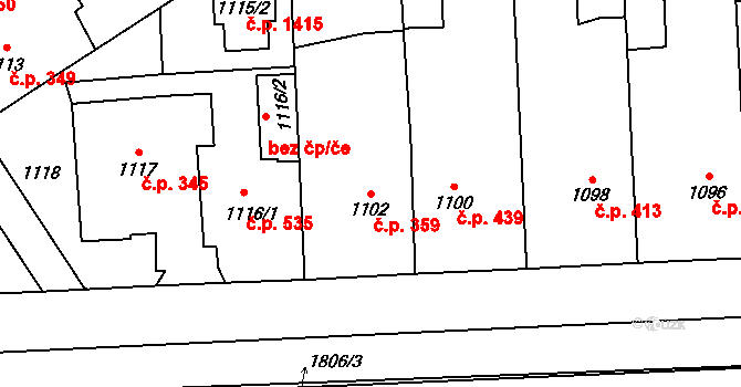 Kylešovice 359, Opava na parcele st. 1102 v KÚ Kylešovice, Katastrální mapa