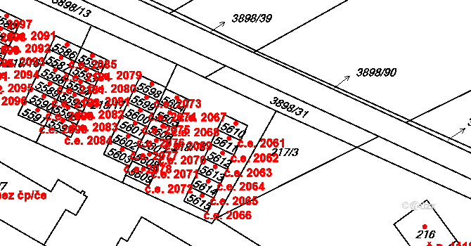 Řečkovice 2061, Brno na parcele st. 5610 v KÚ Řečkovice, Katastrální mapa