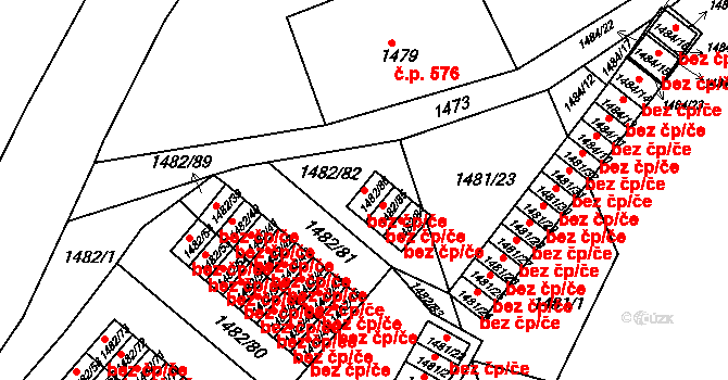 Liberec 47154926 na parcele st. 1482/86 v KÚ Rochlice u Liberce, Katastrální mapa