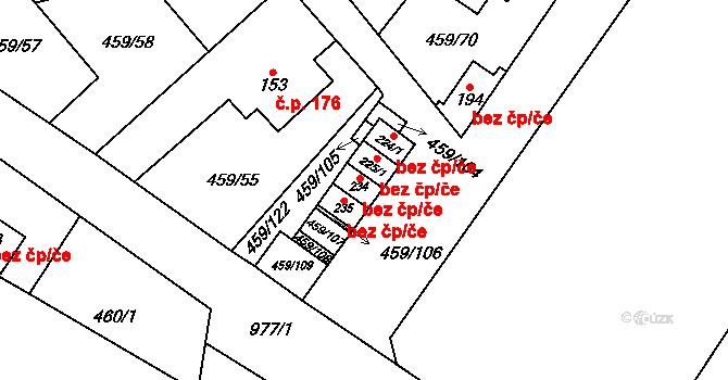 Němčice 48097926 na parcele st. 224/1 v KÚ Němčice, Katastrální mapa