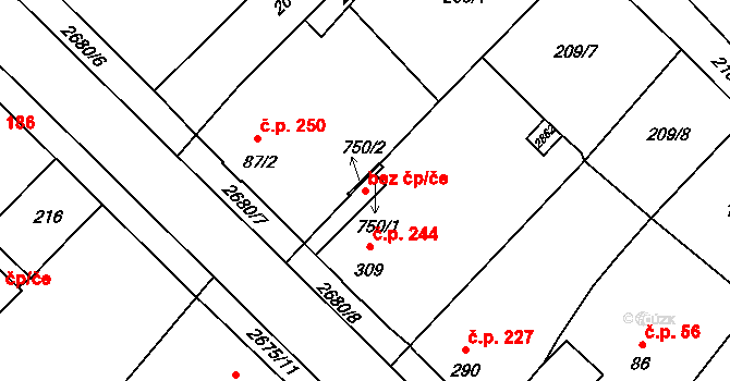 Mladé Buky 48520926 na parcele st. 750/1 v KÚ Mladé Buky, Katastrální mapa