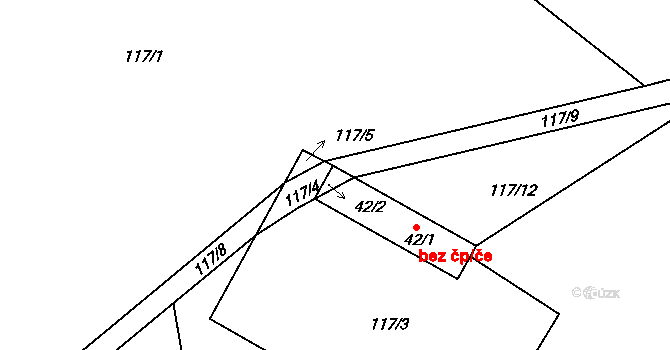 Sovětice 49550926 na parcele st. 42/2 v KÚ Horní Černůtky, Katastrální mapa