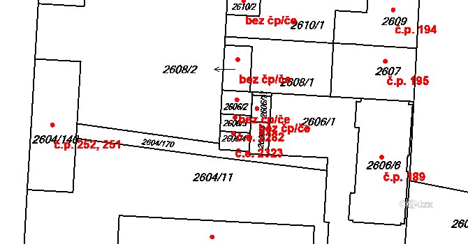 Příbram IV 2282, Příbram na parcele st. 2606/3 v KÚ Příbram, Katastrální mapa