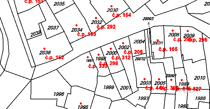 Bučovice 312 na parcele st. 2000 v KÚ Bučovice, Katastrální mapa