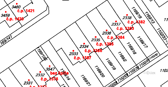 Hlinsko 1386 na parcele st. 2334 v KÚ Hlinsko v Čechách, Katastrální mapa