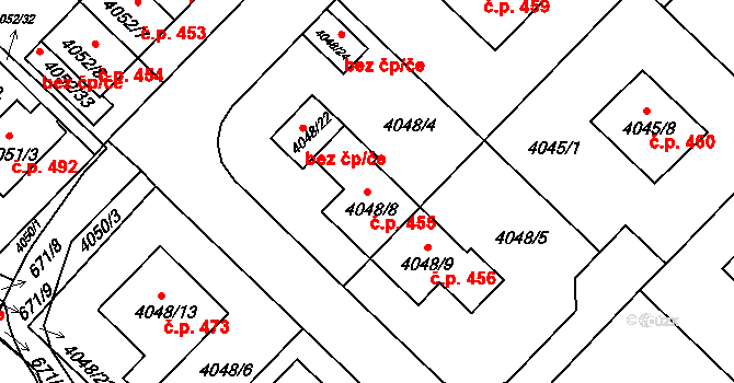 Choceňské Předměstí 455, Vysoké Mýto na parcele st. 4048/8 v KÚ Vysoké Mýto, Katastrální mapa