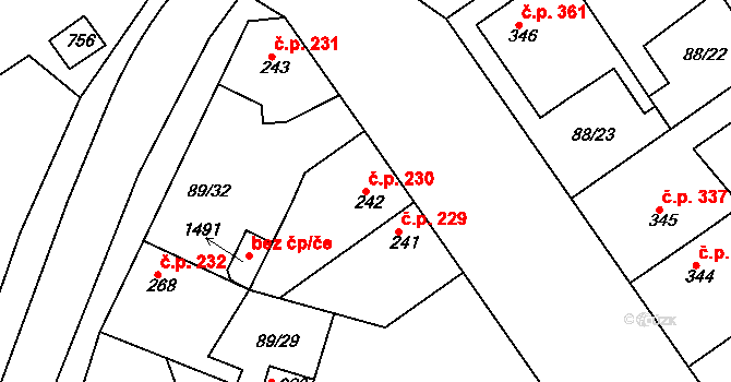 Mikovice 230, Kralupy nad Vltavou na parcele st. 242 v KÚ Mikovice u Kralup nad Vltavou, Katastrální mapa