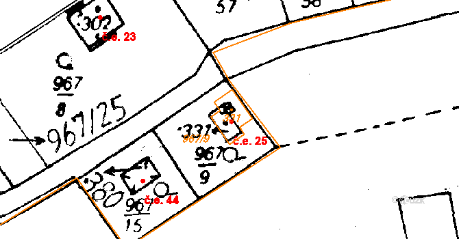 Cheznovice 25 na parcele st. 331 v KÚ Cheznovice, Katastrální mapa