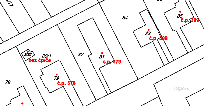 Velké Opatovice 379 na parcele st. 81 v KÚ Velké Opatovice, Katastrální mapa