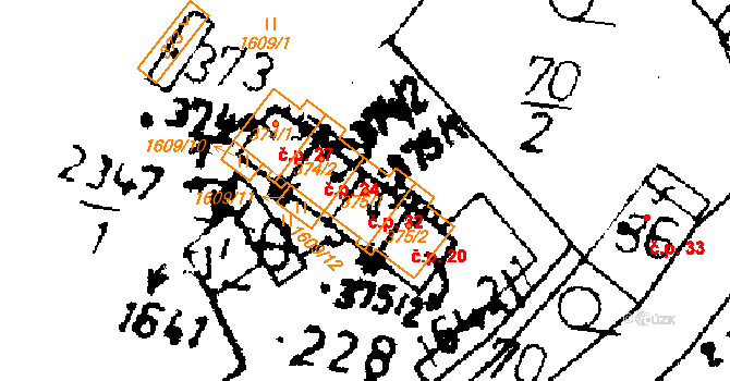 Merboltice 32 na parcele st. 375/1 v KÚ Merboltice, Katastrální mapa