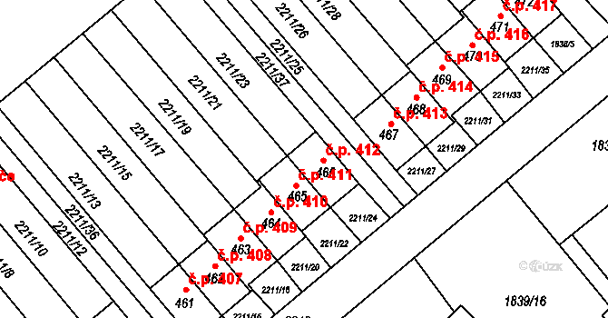 Lichnov 412 na parcele st. 466 v KÚ Lichnov u Nového Jičína, Katastrální mapa