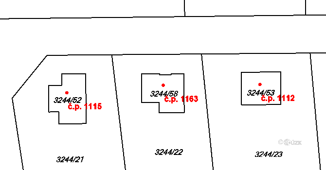 Stonava 1163 na parcele st. 3244/58 v KÚ Stonava, Katastrální mapa