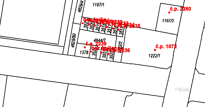 Žatec 2247 na parcele st. 3523 v KÚ Žatec, Katastrální mapa